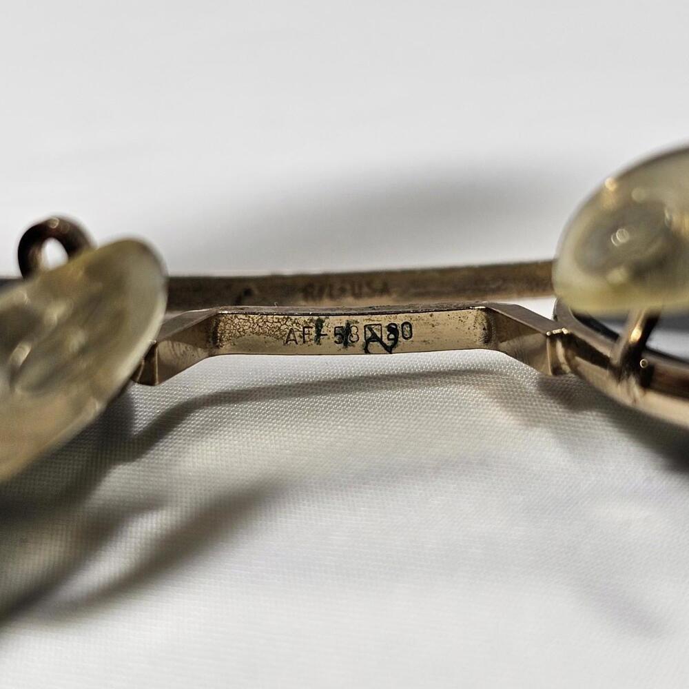 Vintage Randolph Engineering RE Metal Aviator Gold Italy Sunglasses 5 1/2 USA - Picture 11 of 13
